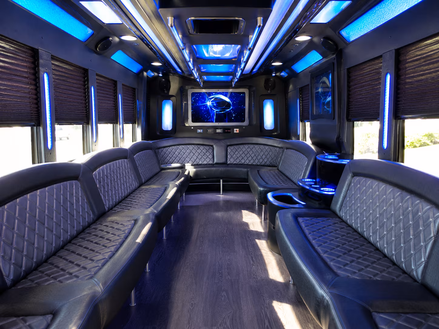 garland 28 passenger party bus inside