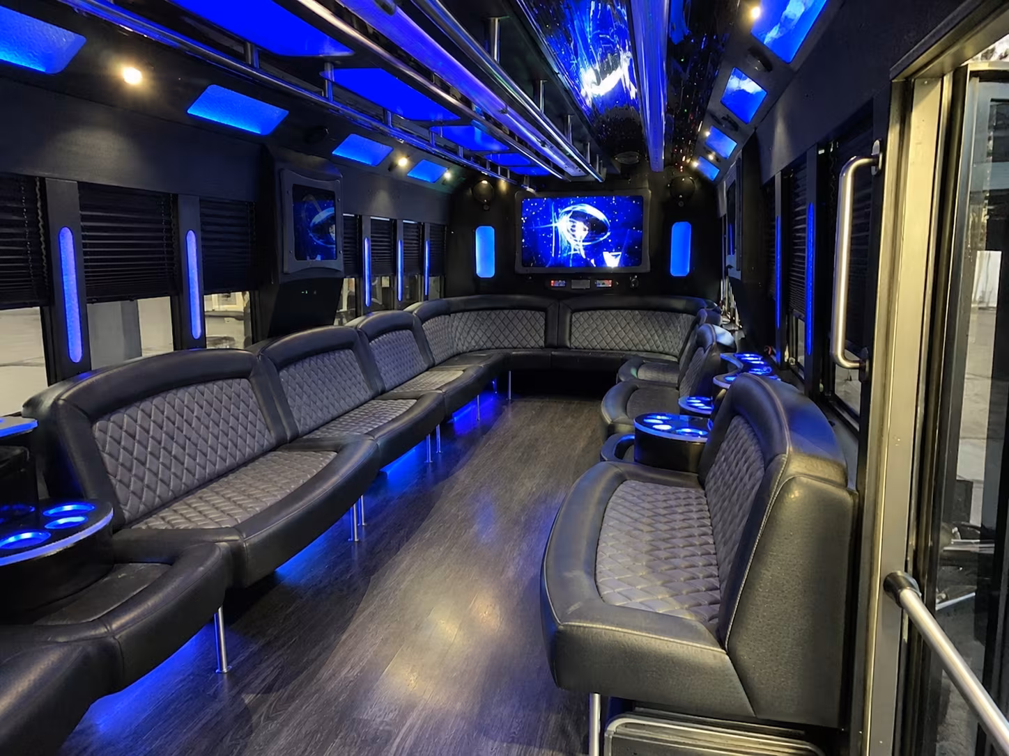 garland 28 passenger party bus interior