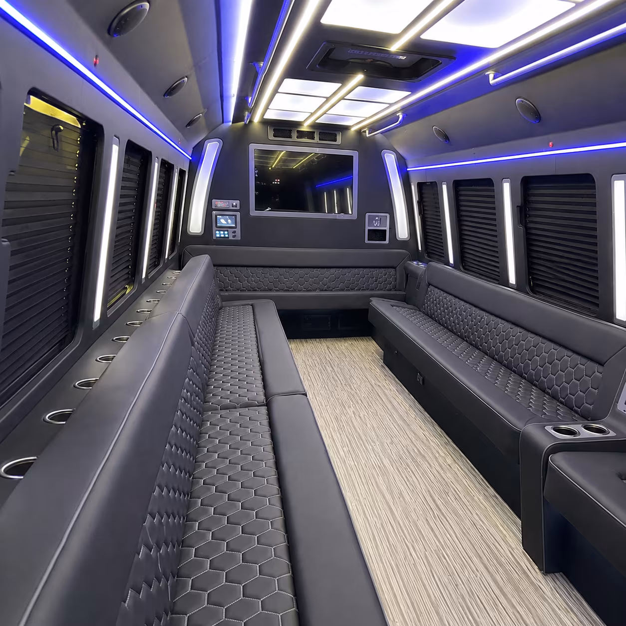 garland 40 passenger party bus inside