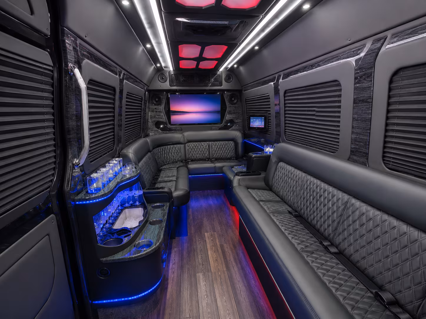 garland 50 passenger party bus interior